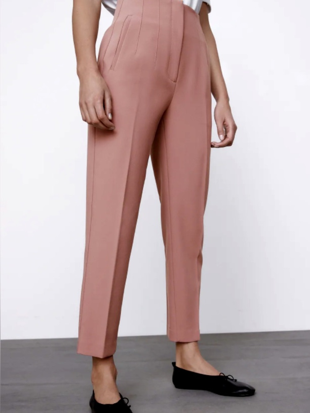 Zara High-Waisted Tailored Women's Pants in Dusty Rose